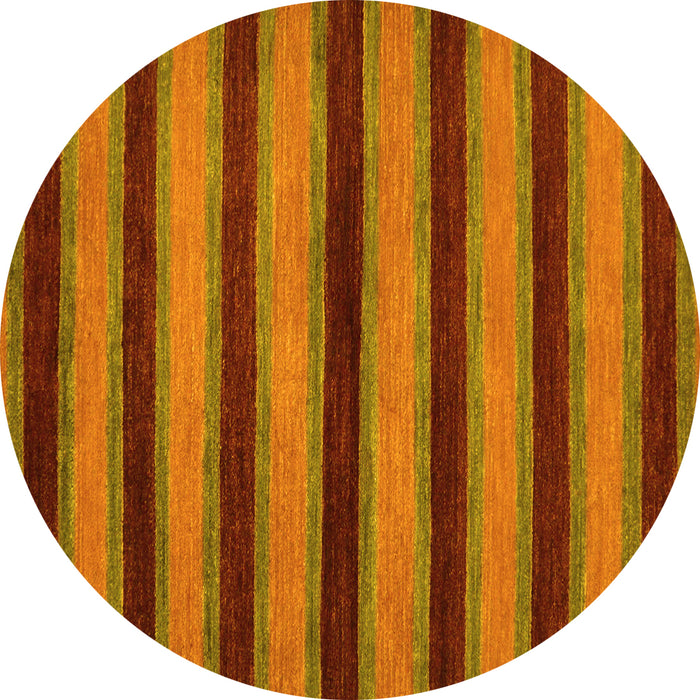 Round Machine Washable Abstract Yellow Modern Rug, wshabs206yw