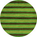 Round Machine Washable Abstract Green Modern Area Rugs, wshabs206grn