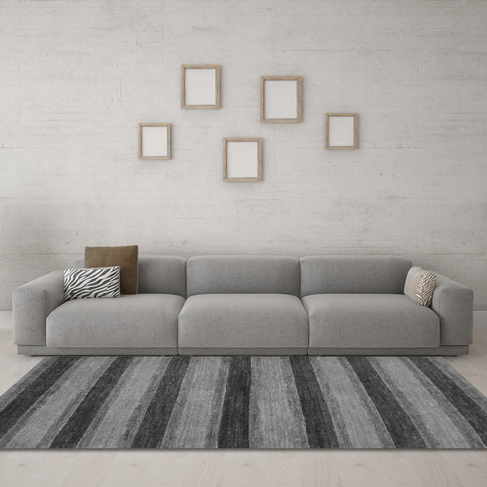 Machine Washable Abstract Gray Modern Rug in a Living Room,, wshabs206gry