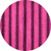 Round Machine Washable Abstract Pink Modern Rug, wshabs206pnk