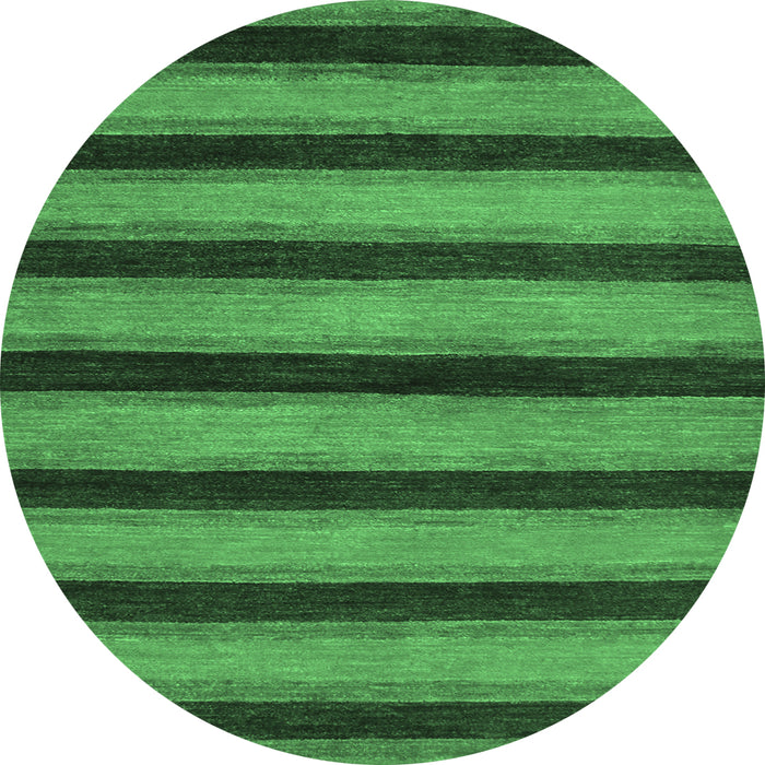 Round Machine Washable Abstract Emerald Green Modern Area Rugs, wshabs206emgrn