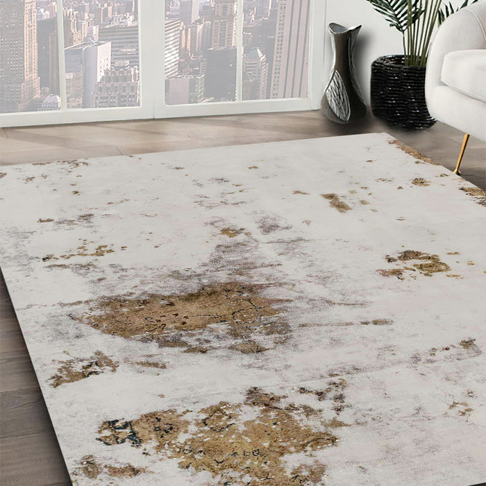 Machine Washable Abstract Pale Silver Gray Rug in a Family Room, wshabs2070