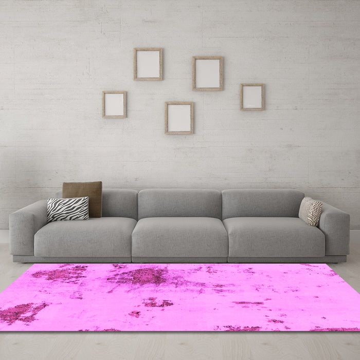 Machine Washable Abstract Pink Modern Rug in a Living Room, wshabs2070pnk
