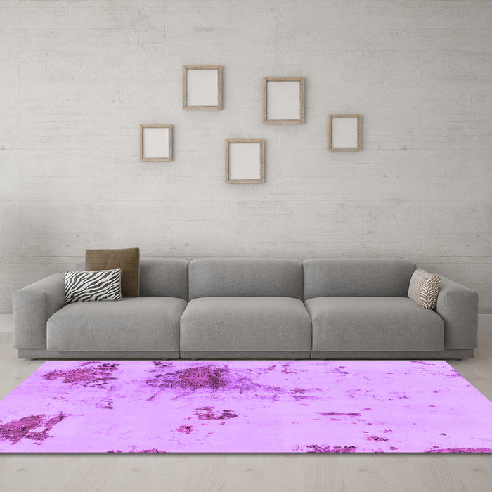 Machine Washable Abstract Purple Modern Area Rugs in a Living Room, wshabs2070pur