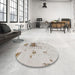 Round Machine Washable Abstract Pale Silver Gray Rug in a Office, wshabs2070