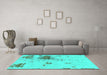 Machine Washable Abstract Turquoise Modern Area Rugs in a Living Room,, wshabs2070turq