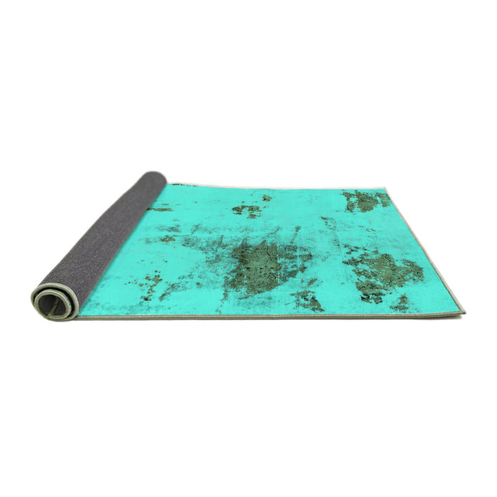 Sideview of Abstract Turquoise Modern Rug, abs2070turq