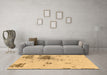 Machine Washable Abstract Brown Modern Rug in a Living Room,, wshabs2070brn