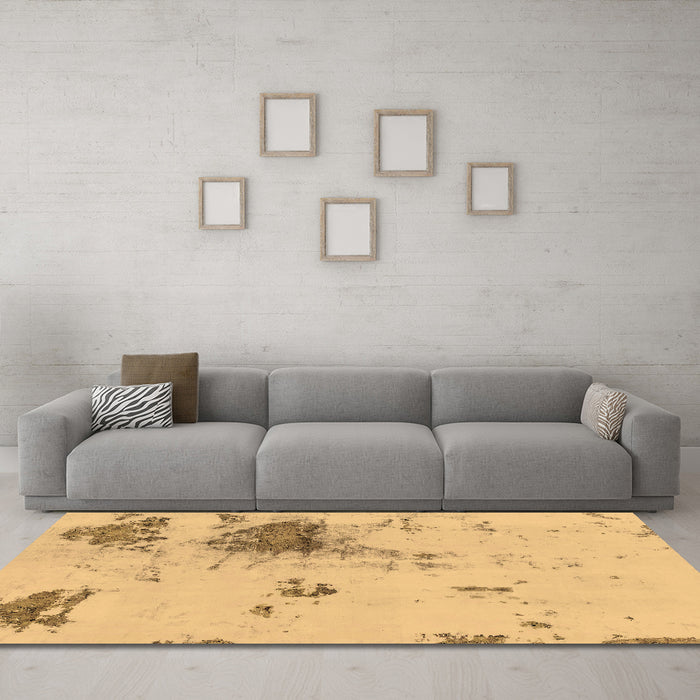 Machine Washable Abstract Brown Modern Rug in a Living Room,, wshabs2070brn