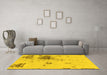 Machine Washable Abstract Yellow Modern Rug in a Living Room, wshabs2070yw