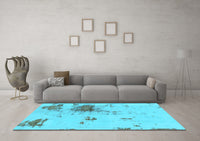 Machine Washable Abstract Light Blue Modern Rug, wshabs2070lblu