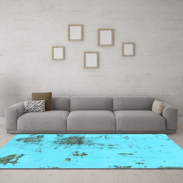 Machine Washable Abstract Light Blue Modern Rug in a Living Room, wshabs2070lblu