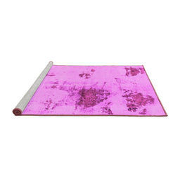 Sideview of Machine Washable Abstract Pink Modern Rug, wshabs2070pnk