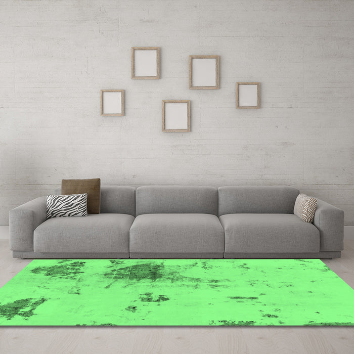 Machine Washable Abstract Emerald Green Modern Area Rugs in a Living Room,, wshabs2070emgrn