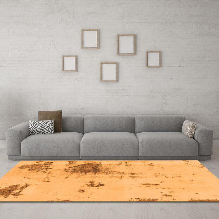 Machine Washable Abstract Orange Modern Area Rugs in a Living Room, wshabs2070org