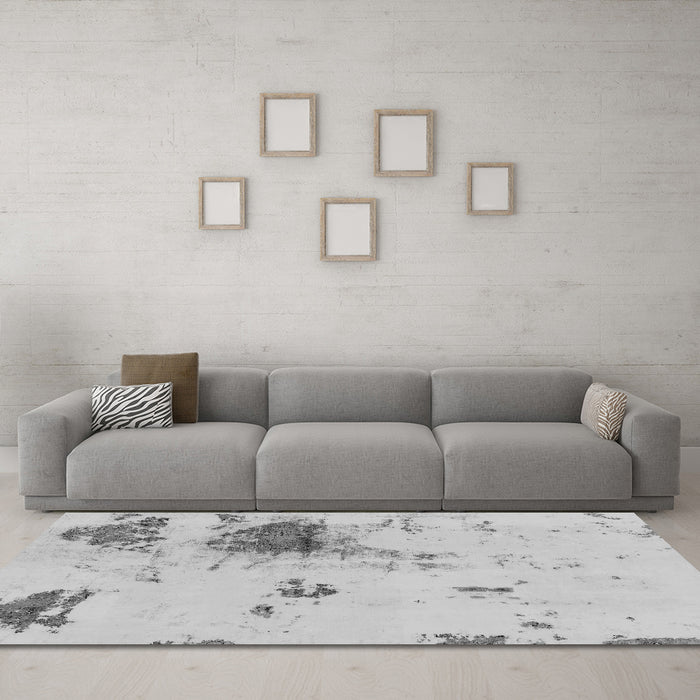 Machine Washable Abstract Gray Modern Rug in a Living Room,, wshabs2070gry