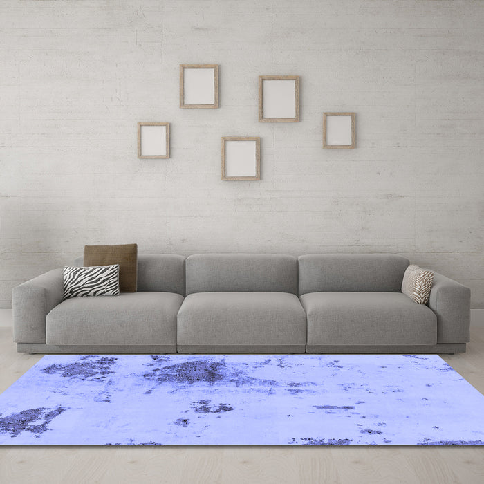 Machine Washable Abstract Blue Modern Rug in a Living Room, wshabs2070blu