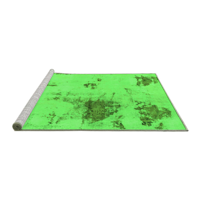 Sideview of Machine Washable Abstract Green Modern Area Rugs, wshabs2070grn