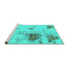 Sideview of Machine Washable Abstract Turquoise Modern Area Rugs, wshabs2070turq