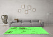 Machine Washable Abstract Green Modern Area Rugs in a Living Room,, wshabs2070grn