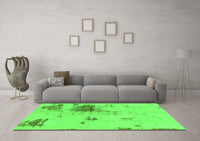 Machine Washable Abstract Green Modern Rug, wshabs2070grn