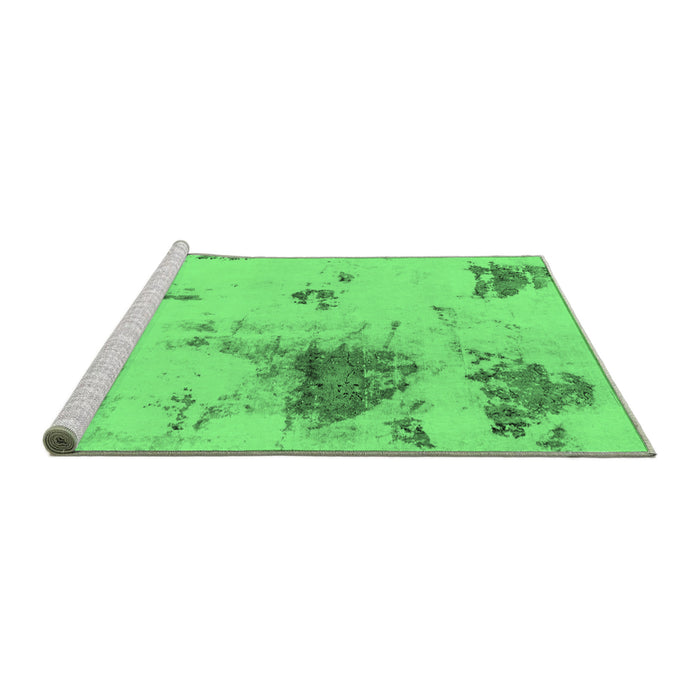 Sideview of Machine Washable Abstract Emerald Green Modern Area Rugs, wshabs2070emgrn