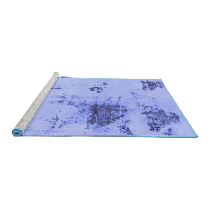 Sideview of Machine Washable Abstract Blue Modern Rug, wshabs2070blu
