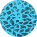 Round Machine Washable Abstract Light Blue Modern Rug, wshabs2071lblu