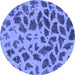 Round Abstract Blue Modern Rug, abs2071blu