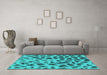 Machine Washable Abstract Turquoise Modern Area Rugs in a Living Room,, wshabs2071turq