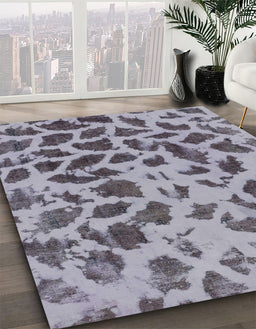 Machine Washable Abstract Blue Gray Rug in a Family Room, wshabs2071