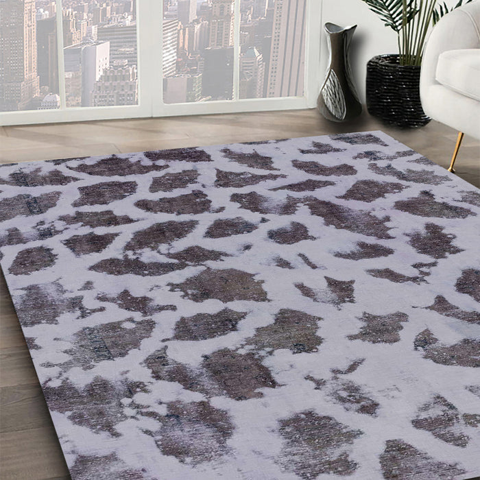 Machine Washable Abstract Blue Gray Rug in a Family Room, wshabs2071