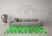 Machine Washable Abstract Green Modern Area Rugs in a Living Room,, wshabs2071grn