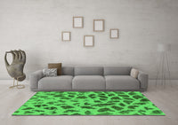 Machine Washable Abstract Green Modern Rug, wshabs2071grn