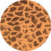 Round Machine Washable Abstract Orange Modern Area Rugs, wshabs2071org