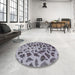 Round Abstract Blue Gray Modern Rug in a Office, abs2071