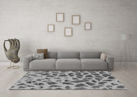 Machine Washable Abstract Gray Modern Rug, wshabs2071gry