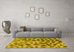 Machine Washable Abstract Yellow Modern Rug in a Living Room, wshabs2071yw