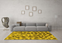 Machine Washable Abstract Yellow Modern Rug, wshabs2071yw