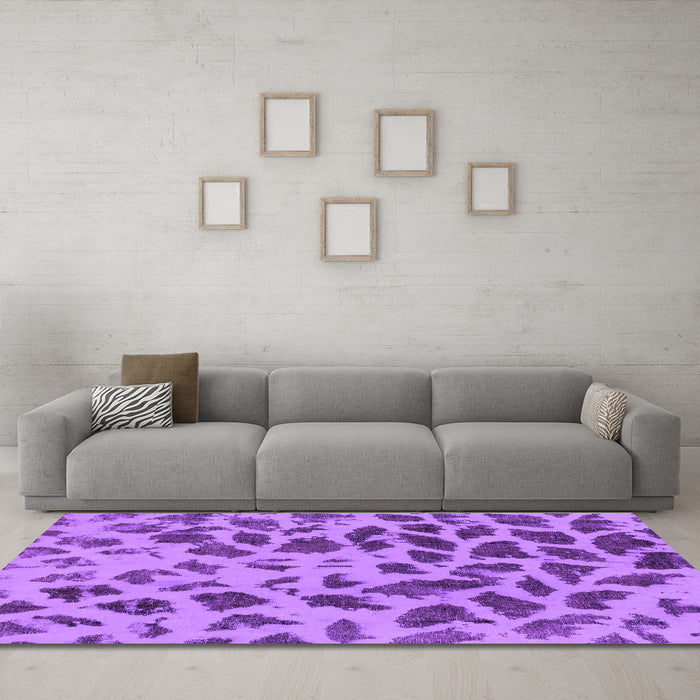 Machine Washable Abstract Purple Modern Area Rugs in a Living Room, wshabs2071pur