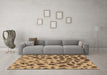 Machine Washable Abstract Brown Modern Rug in a Living Room,, wshabs2071brn