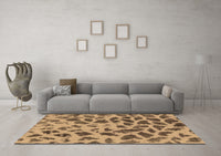 Machine Washable Abstract Brown Modern Rug, wshabs2071brn