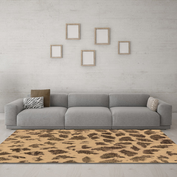 Machine Washable Abstract Brown Modern Rug in a Living Room,, wshabs2071brn