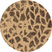 Round Abstract Brown Modern Rug, abs2071brn