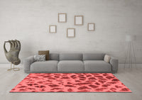 Machine Washable Abstract Red Modern Rug, wshabs2071red