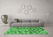 Machine Washable Abstract Emerald Green Modern Area Rugs in a Living Room,, wshabs2071emgrn