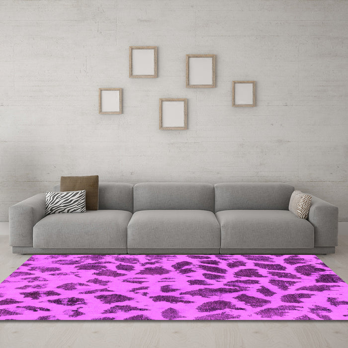 Machine Washable Abstract Pink Modern Rug in a Living Room, wshabs2071pnk