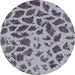 Round Machine Washable Abstract Blue Gray Rug, wshabs2071