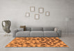 Machine Washable Abstract Orange Modern Area Rugs in a Living Room, wshabs2071org