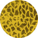 Round Abstract Yellow Modern Rug, abs2071yw